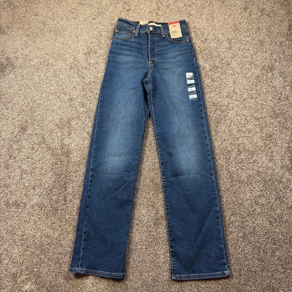 Levi's Ribcage Straight Jeans Full Length NWT 26x32 Women's Button Fly High Rise